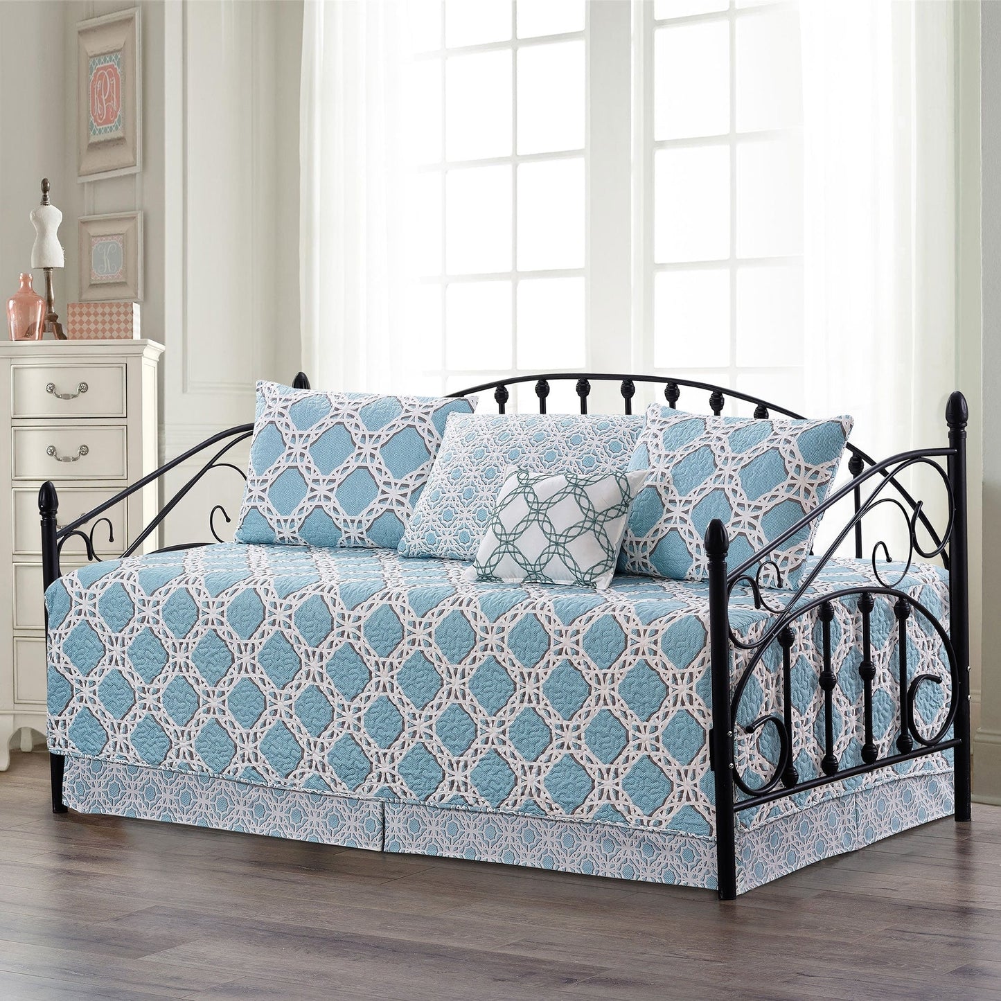 Ensemble de couvre-lit Serenta 6 pièces en mélange de coton pour lit de jour - 75 x 39