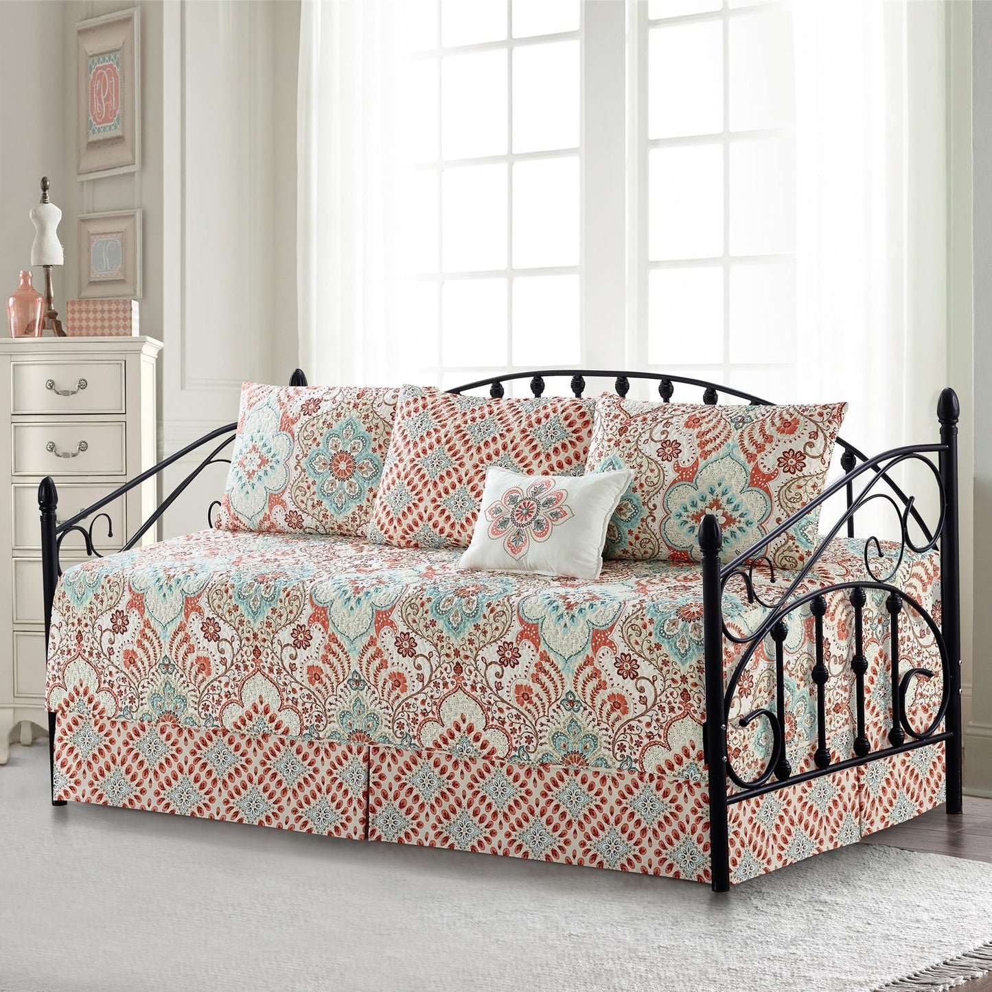 Ensemble de couvre-lit Serenta 6 pièces en mélange de coton pour lit de jour - 75 x 39