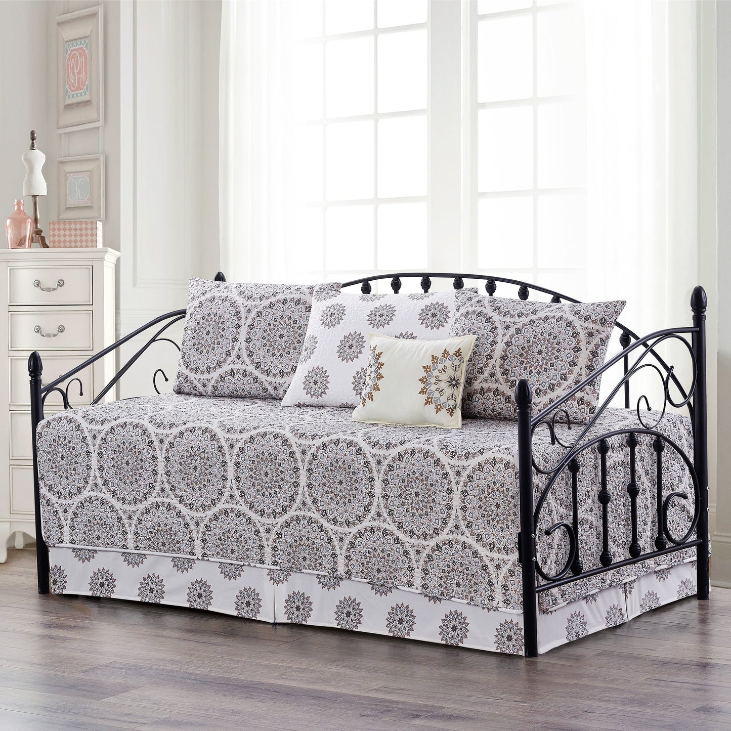 Ensemble de couvre-lit Serenta 6 pièces en mélange de coton pour lit de jour - 75 x 39