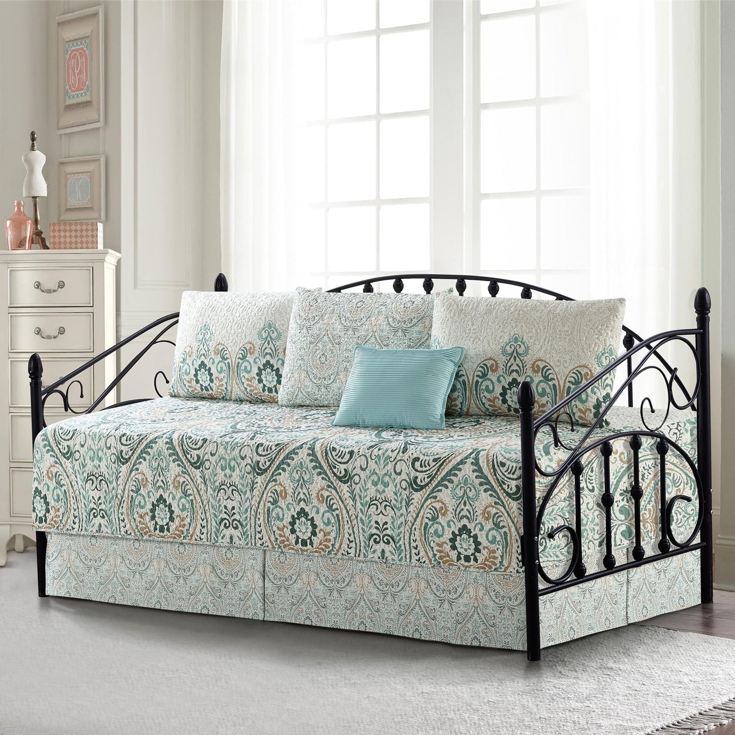 Ensemble de couvre-lit Serenta 6 pièces en mélange de coton pour lit de jour - 75 x 39