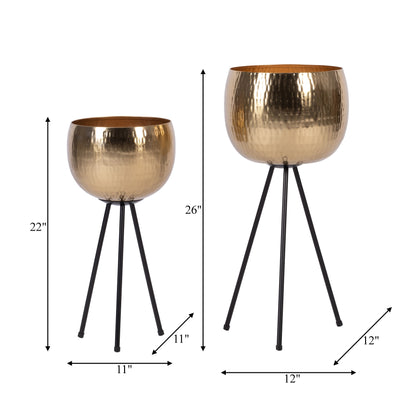 Ensemble de 2 jardinières robustes en fer forgé Sagebrook Home sur supports modernes - Transformez votre espace de vie en une oasis