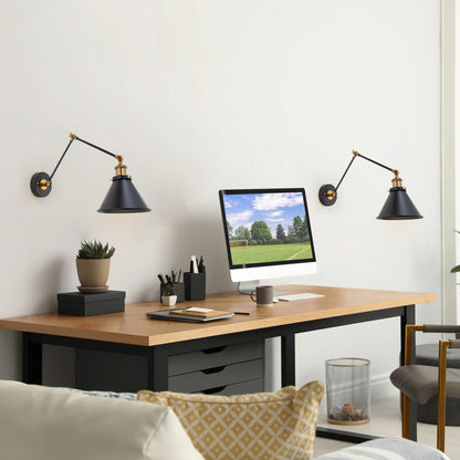 Ensemble de 2 appliques murales modernes à bras articulé réglable Malryn, à brancher ou à câblér