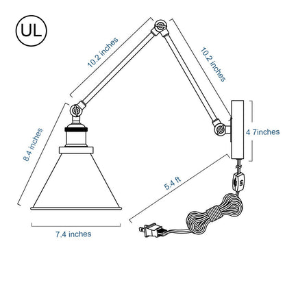 Ensemble de 2 appliques murales modernes à bras articulé réglable Malryn, à brancher ou à câblér
