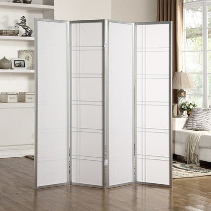 Paravent à 4 panneaux Seto en bois blanc et papier de Roundhill Furniture