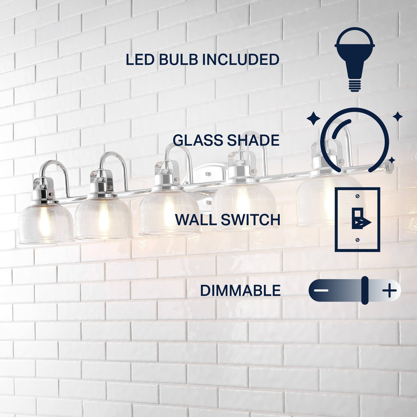 Applique murale LED Shirley en métal et verre, par JONATHAN Y