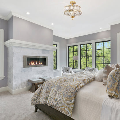 Plafonnier semi-encastré Silver Orchid Furey en verre à plusieurs niveaux bronze/or - 37,5 cm (L) x 37,5 cm (l) x 38,7 cm (H)