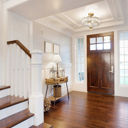 Plafonnier semi-encastré Silver Orchid Furey en verre à plusieurs niveaux bronze/or - 37,5 cm (L) x 37,5 cm (l) x 38,7 cm (H)