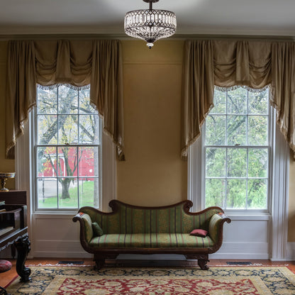 Plafonnier semi-encastré Silver Orchid Furey en verre à plusieurs niveaux bronze/or - 37,5 cm (L) x 37,5 cm (l) x 38,7 cm (H)