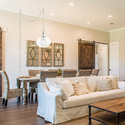 Pendentif suspendu Silver Orchid en verre Wallock et cristal facetté, à brancher ou à câblé