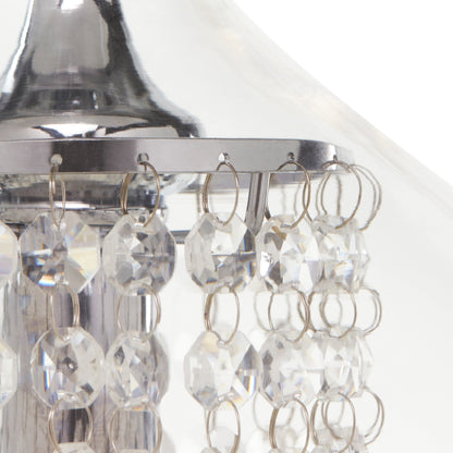 Pendentif suspendu Silver Orchid en verre Wallock et cristal facetté, à brancher ou à câblé