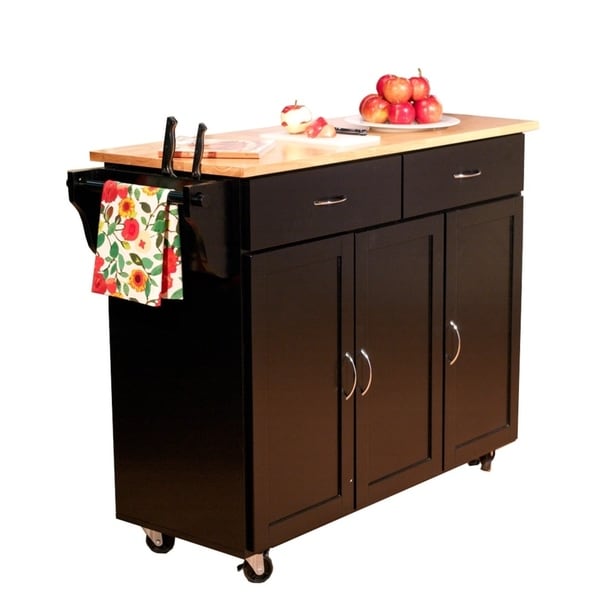 Chariot de cuisine Simple Living Addie avec plateau en bois