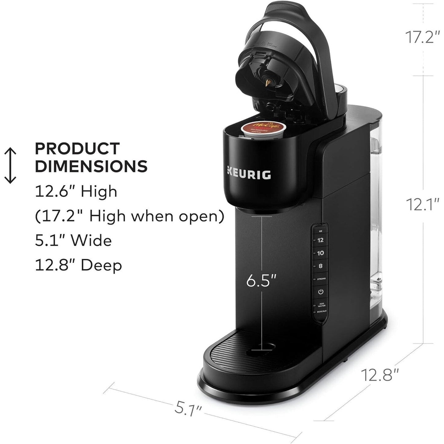 Cafetière à dosettes K-Cup individuelles, 3 tailles de tasse, café corsé, réservoir de 1,25 L, noire