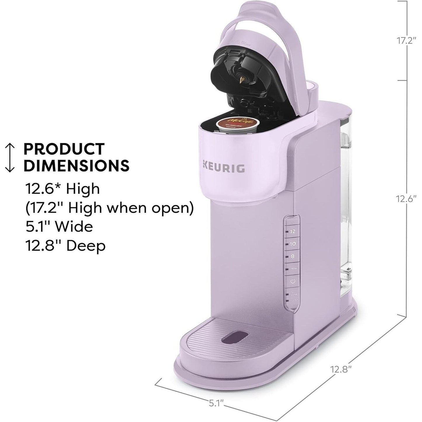 Cafetière à dosettes K-Cup individuelles, 3 tailles de tasse, café fort, réservoir de 1,25 L, lavande