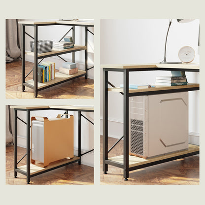 Petit bureau d'angle en forme de L avec étagères de rangement