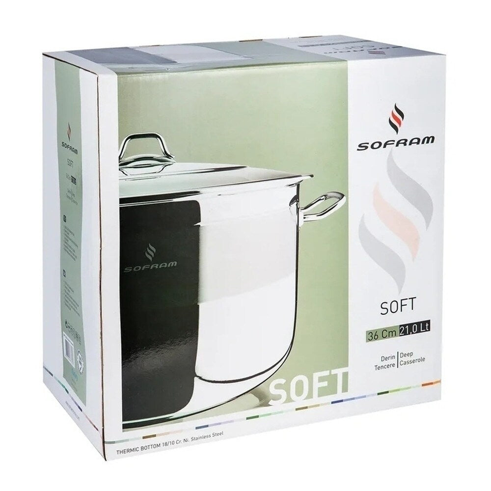 Marmite profonde Sofram JUMBO en acier inoxydable 18/10 avec couvercle