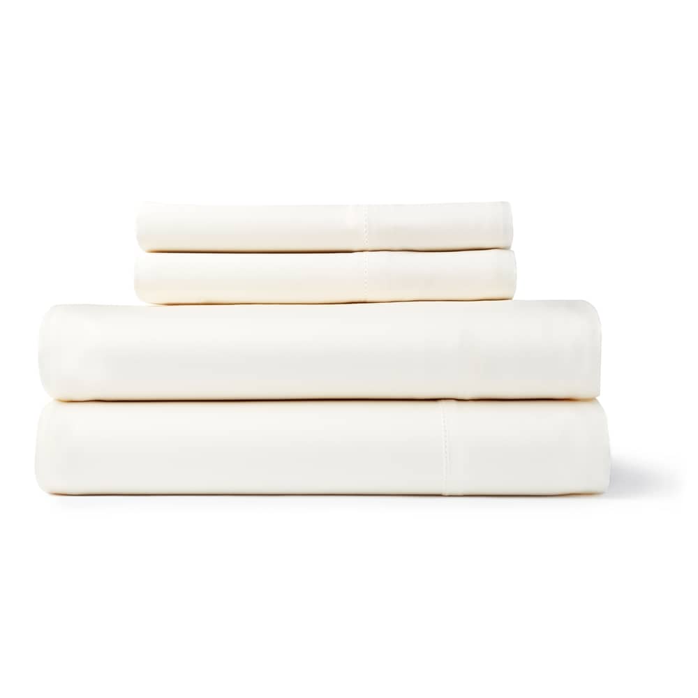 Ensemble de draps-housses à poches profondes en rayonne de bambou unie respirante.