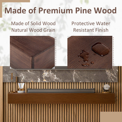 Cheminée murale en pin massif avec étagère flottante