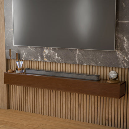 Cheminée murale en pin massif avec étagère flottante