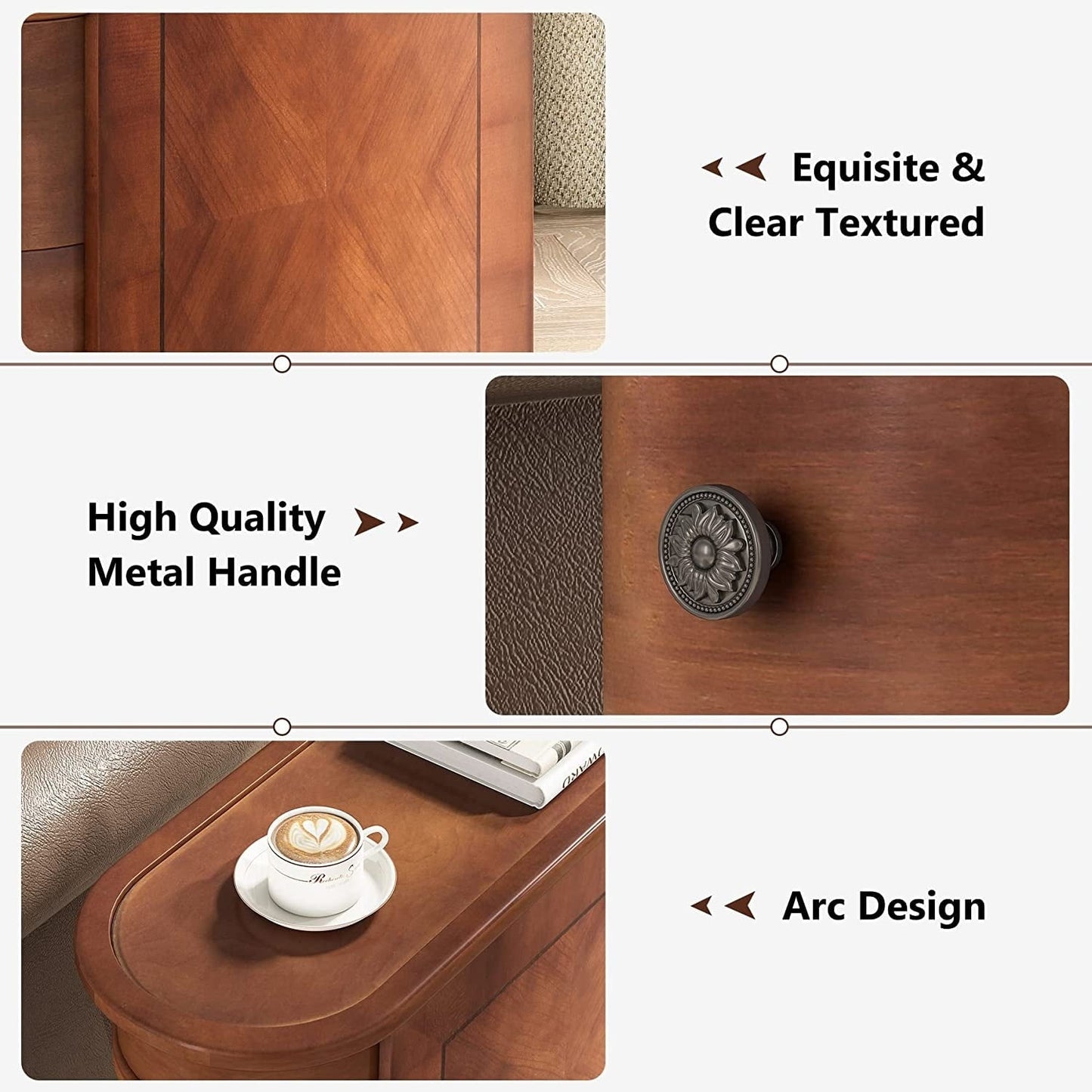 Table d'appoint en bois massif, table d'appoint étroite à deux tiroirs