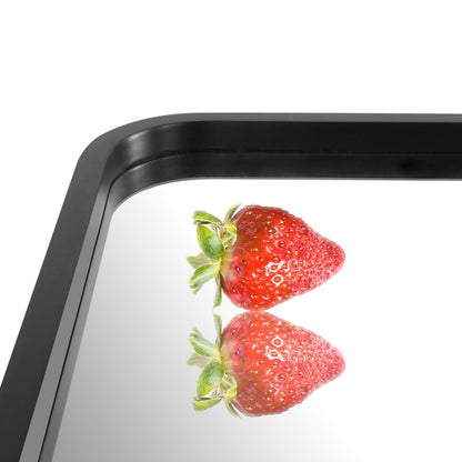 Miroir mural rectangulaire à coins arrondis de style ferme avec cadre en bois massif