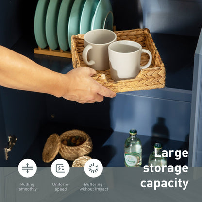 Chariot de cuisine Sophia &amp; William avec plateau rabattable en bois d'hévéa, chariot de cuisine roulant avec grand meuble de rangement