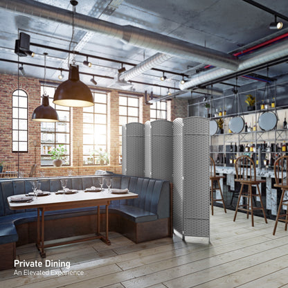 Paravent Sorbus à 6 panneaux, cloison de séparation haute et extra large, à double charnière, en maille tissée à la main, pliable - 1,83 m