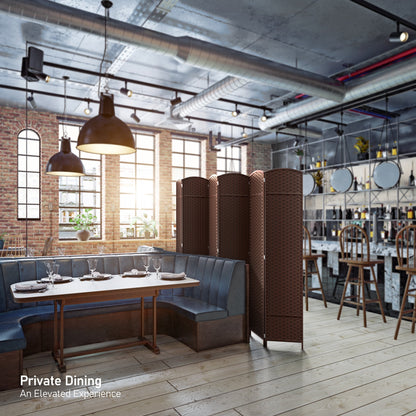 Paravent Sorbus à 6 panneaux, cloison de séparation haute et extra large, à double charnière, en maille tissée à la main, pliable - 1,83 m