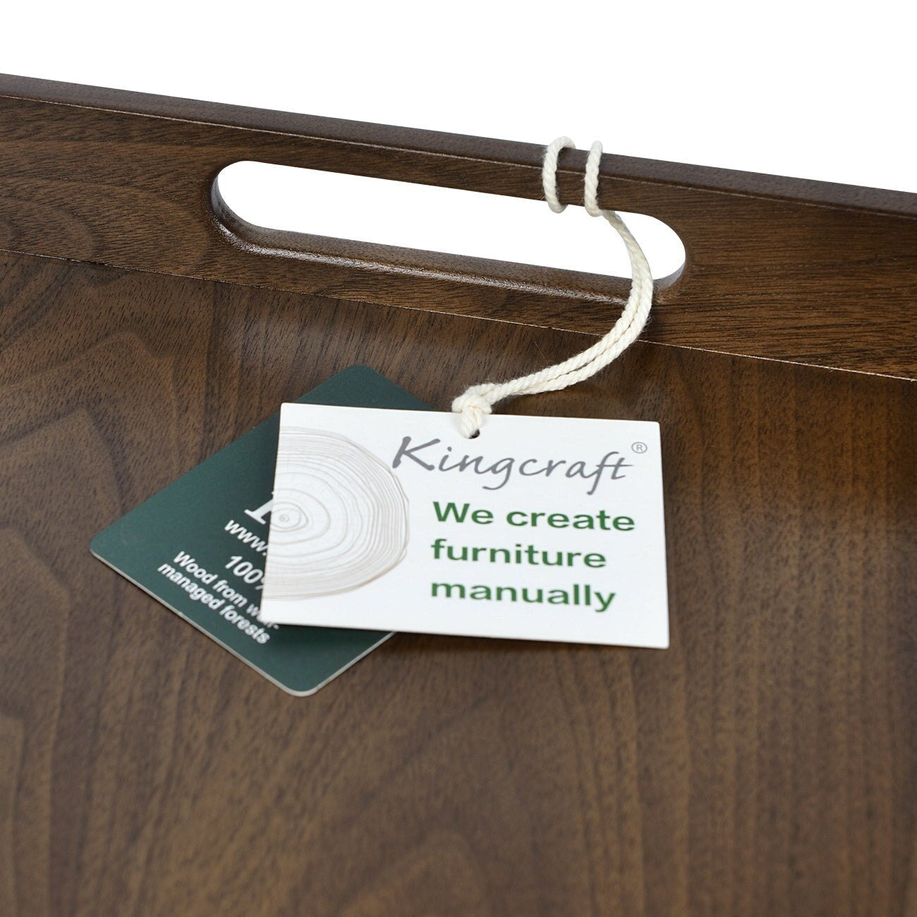 Plateau de service carré KINWELL en bois de noyer noir, style ottoman, avec poignées