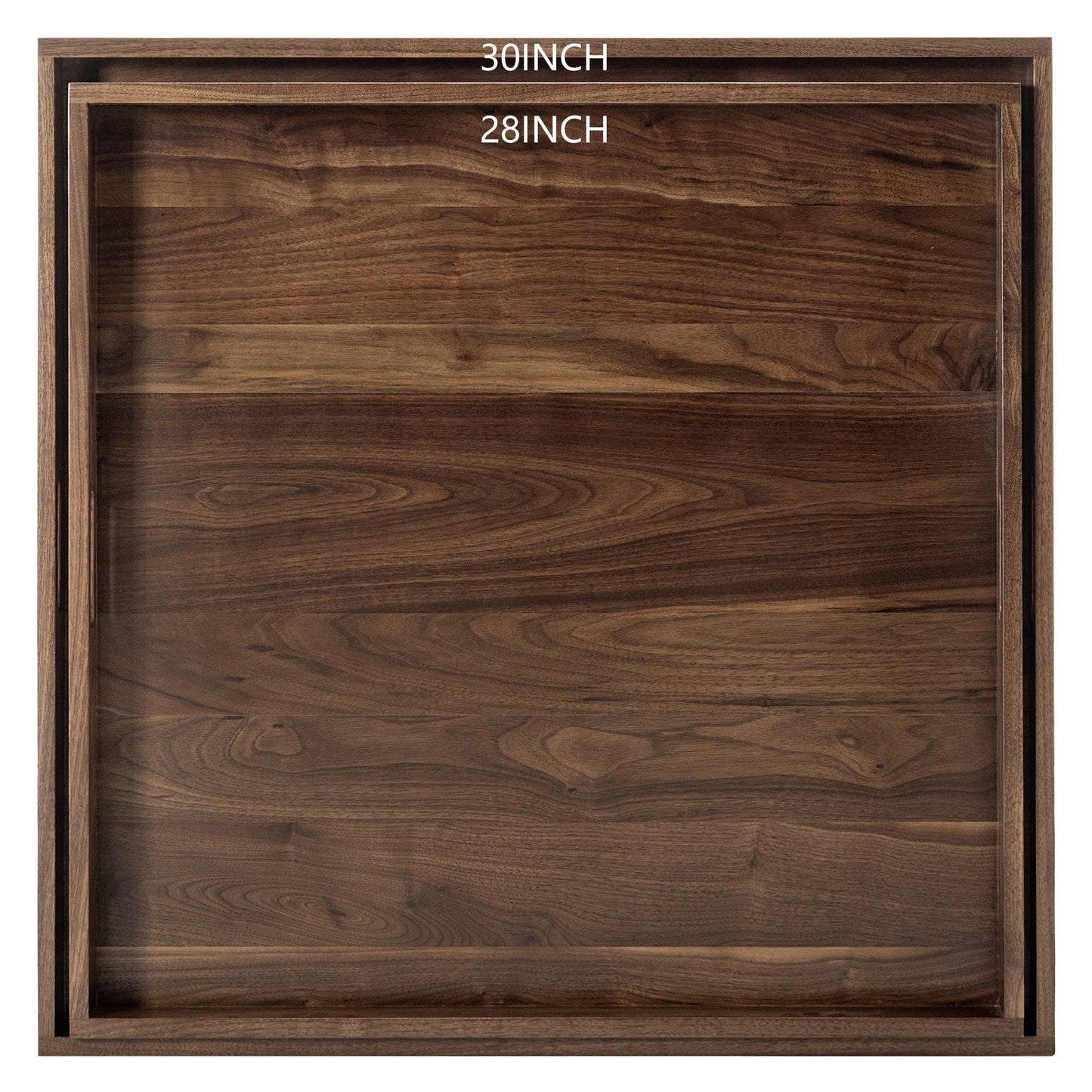 Plateau de service carré KINWELL en bois de noyer noir, style ottoman, avec poignées