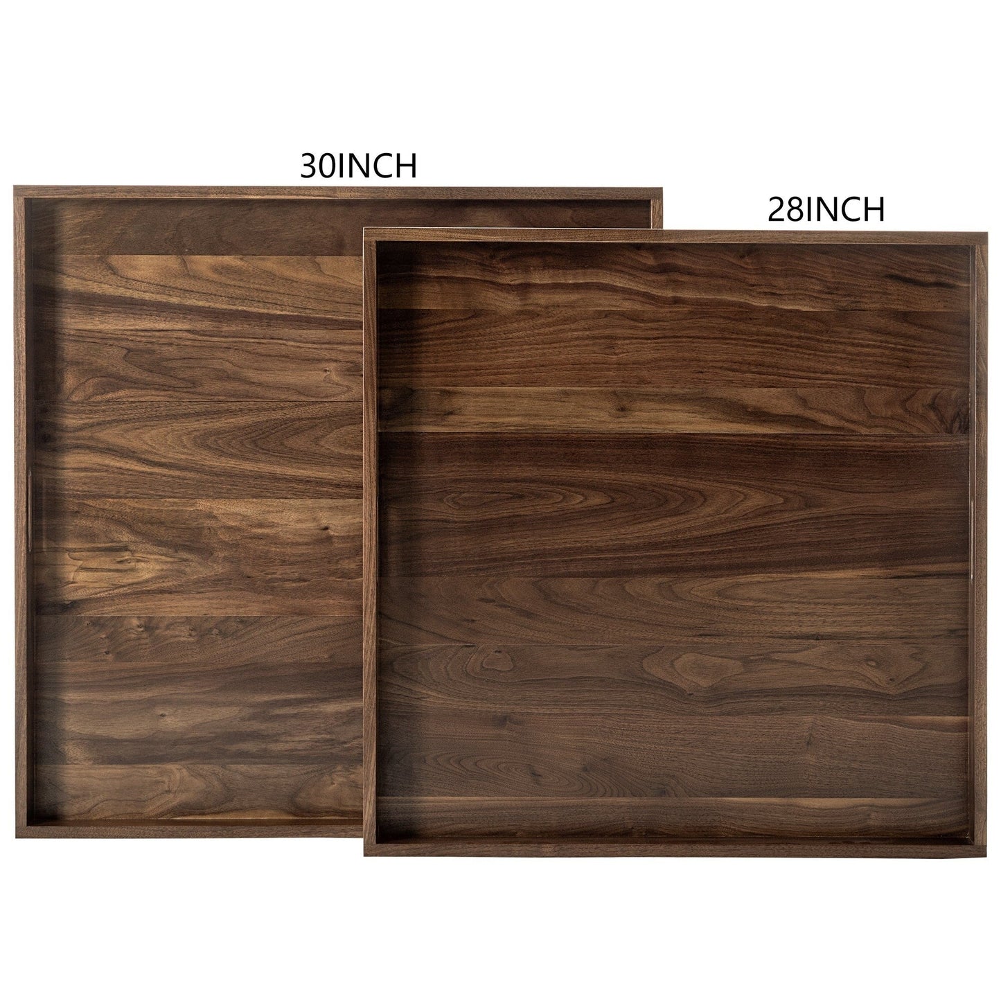 Plateau de service carré KINWELL en bois de noyer noir, style ottoman, avec poignées