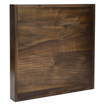 Plateau de service carré KINWELL en bois de noyer noir, style ottoman, avec poignées