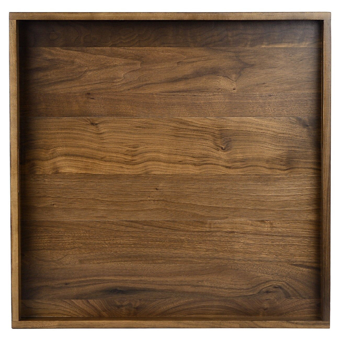 Plateau de service carré KINWELL en bois de noyer noir, style ottoman, avec poignées