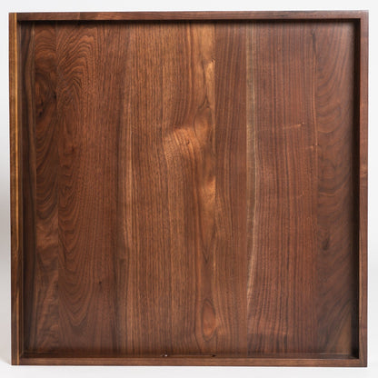 Plateau de service carré KINWELL en bois de noyer noir, style ottoman, avec poignées