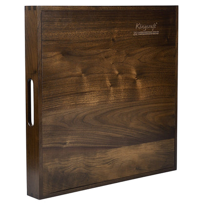 Plateau de service carré KINWELL en bois de noyer noir, style ottoman, avec poignées