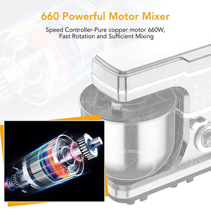 Robot pâtissier - Capacité de 7,5 L, 10 vitesses, moteur de 660 W