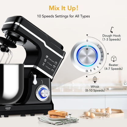 Robot pâtissier - Capacité de 7,5 L, 10 vitesses, moteur de 660 W