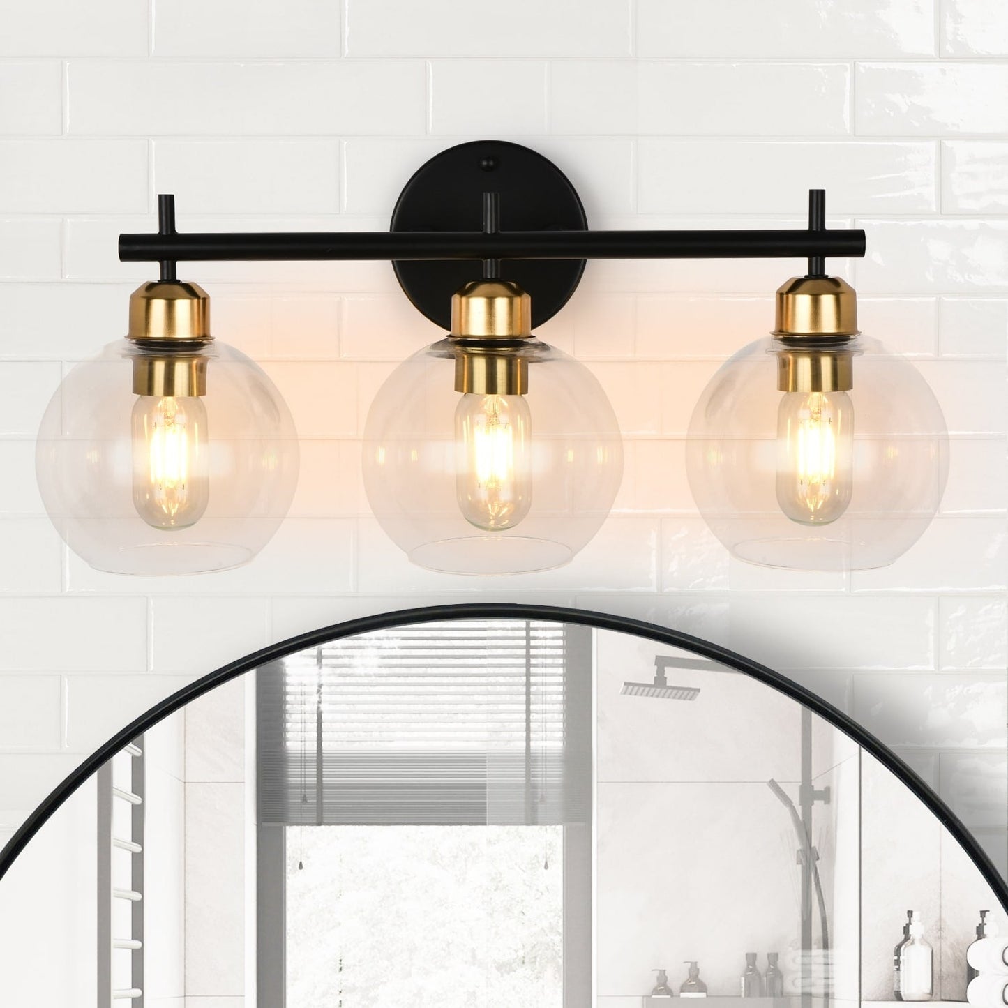 Applique murale moderne Starsky à 4 lumières avec variateur et abat-jour en verre globe