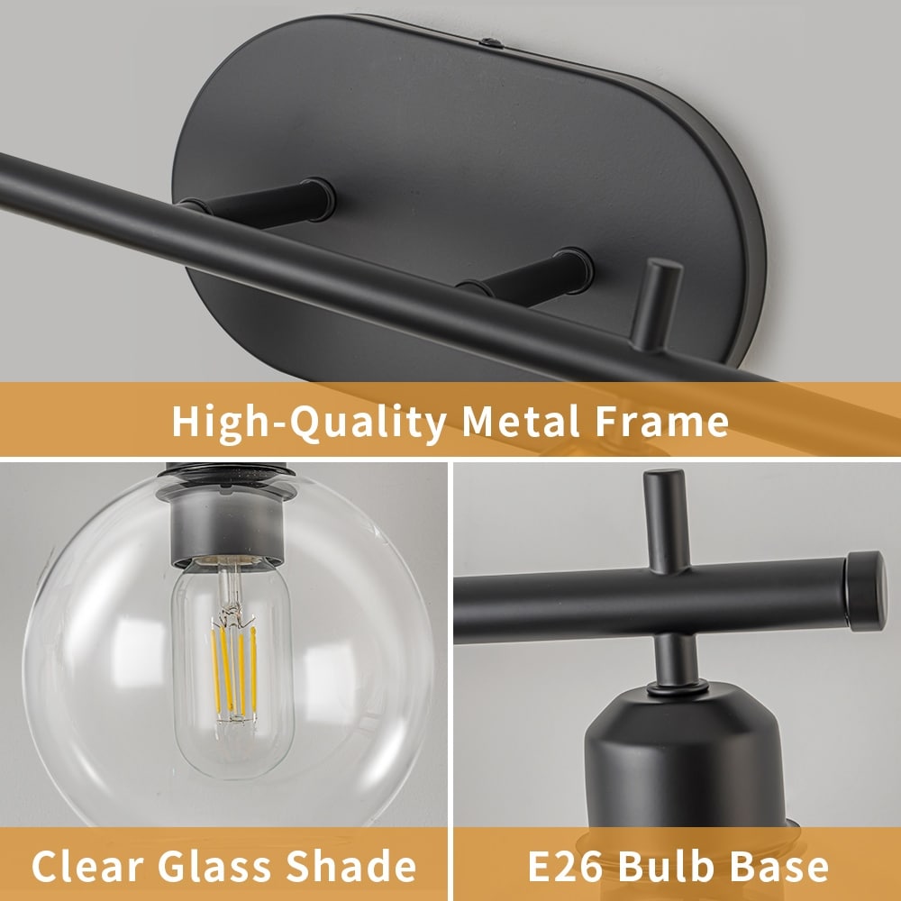 Applique murale moderne Starsky à 4 lumières avec variateur et abat-jour en verre globe