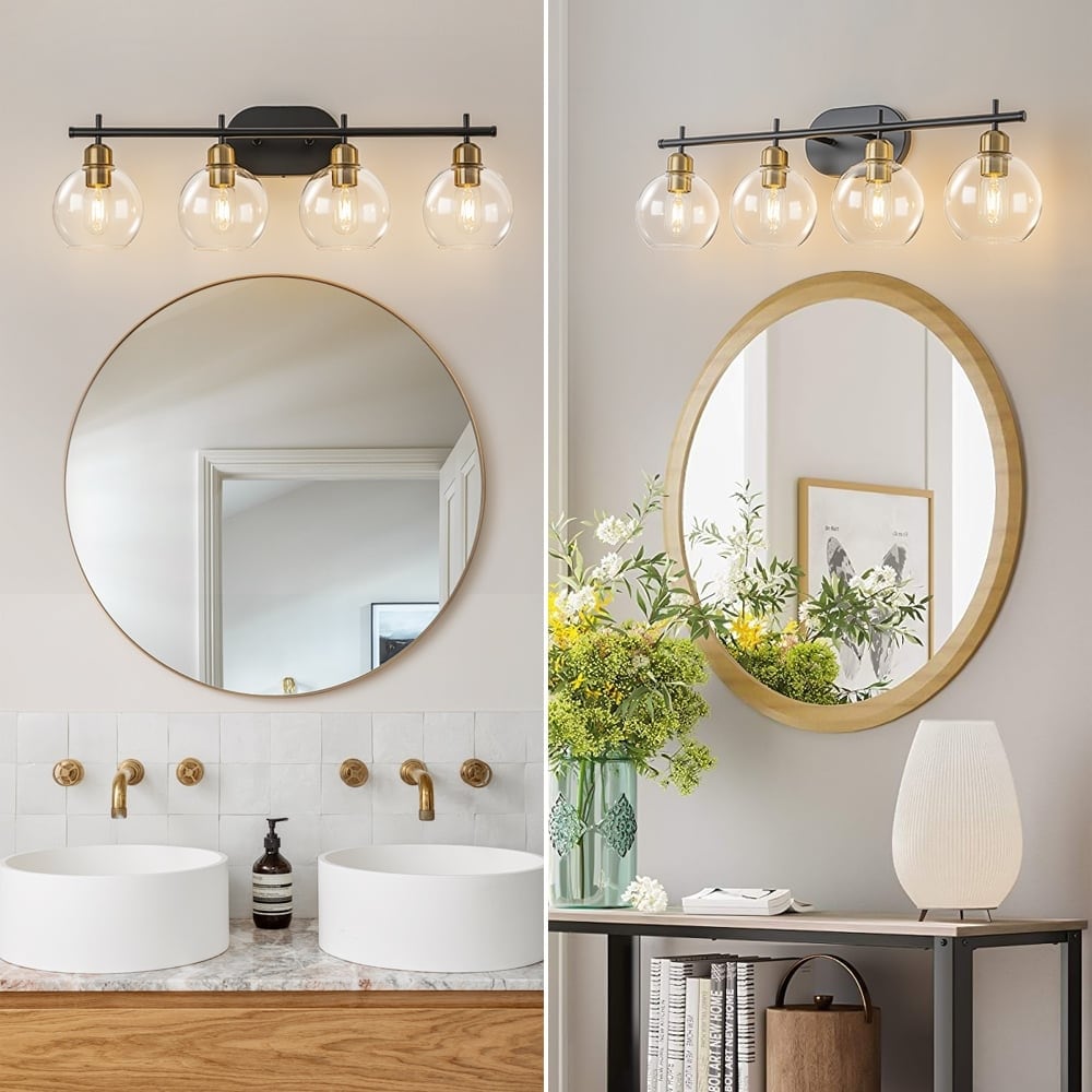 Applique murale moderne Starsky à 4 lumières avec variateur et abat-jour en verre globe