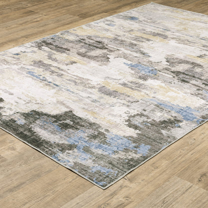 Tapis d'intérieur lavable Vista Home Marissa à motifs abstraits gris/bleus
