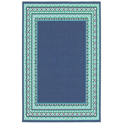 Tapis d'intérieur/extérieur Style Haven Martinque Green à bordure marine~