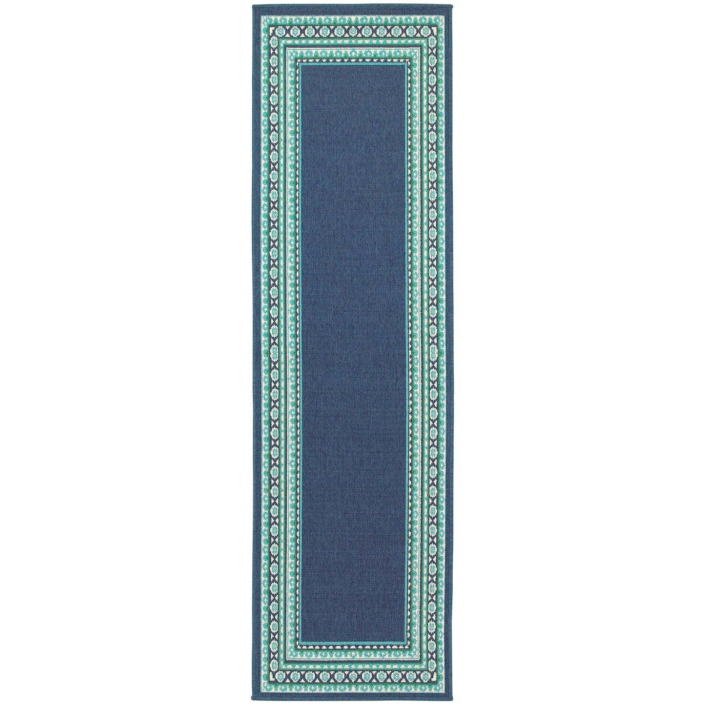 Tapis d'intérieur/extérieur Style Haven Martinque Green à bordure marine~