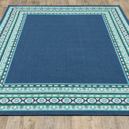Tapis d'intérieur/extérieur Style Haven Martinque Green à bordure marine~