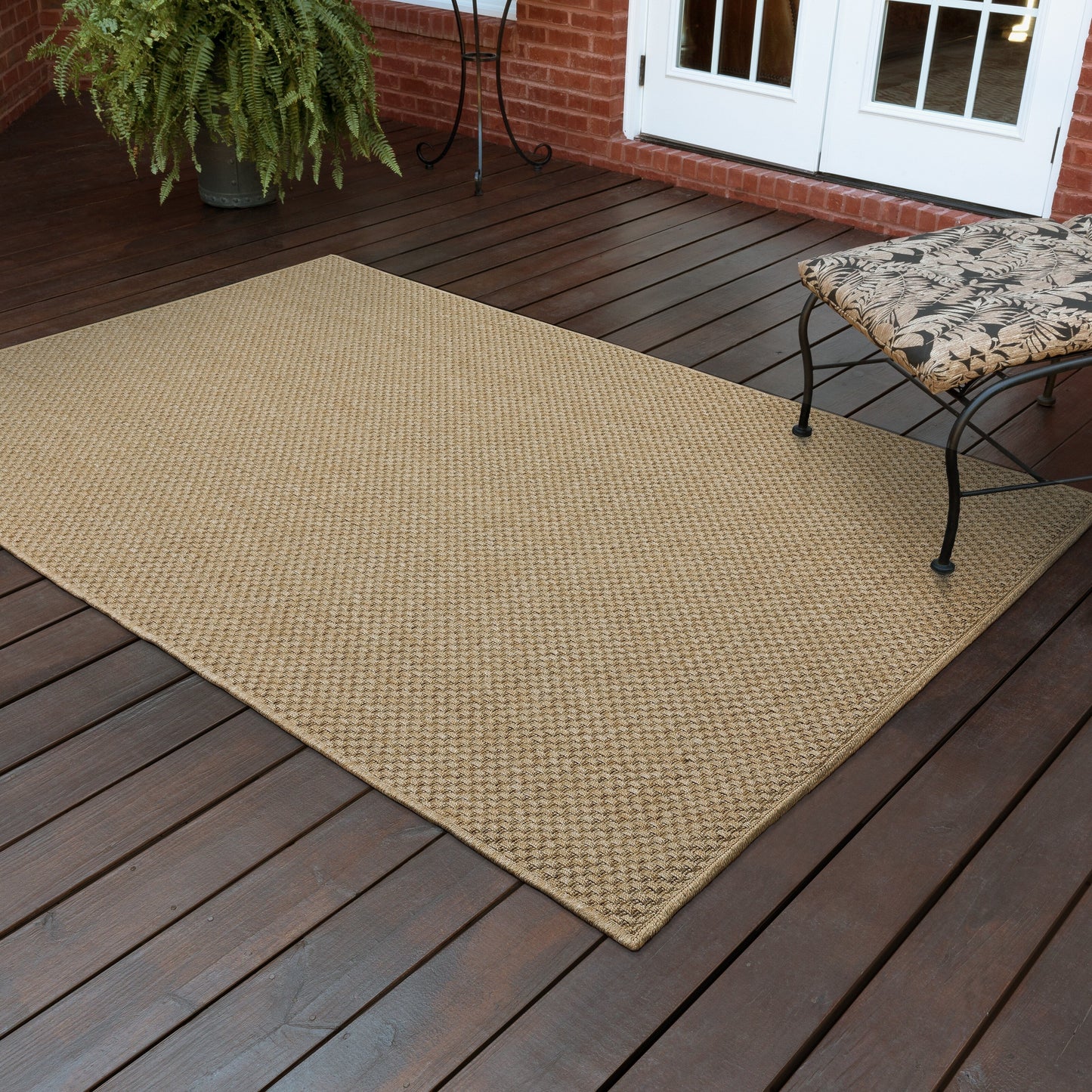 Tapis d'intérieur/extérieur Style Haven Veranda à motif panier tissé ton sur ton