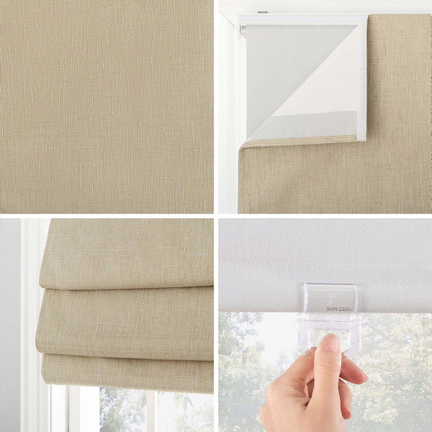 Store romain sans cordon occultant texturé Sun Zero Pryer