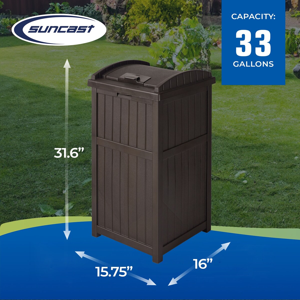 Poubelles Suncast Hideaway de 30 gallons pour l'extérieur et le cyberespace