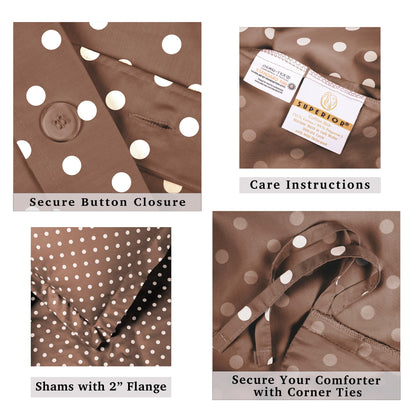 Housse de couette en coton mélangé à pois, 600 fils/cm², qualité supérieure