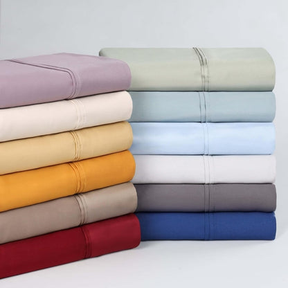 Ensemble de draps unis écologiques en coton égyptien de qualité supérieure, 1200 fils/cm²