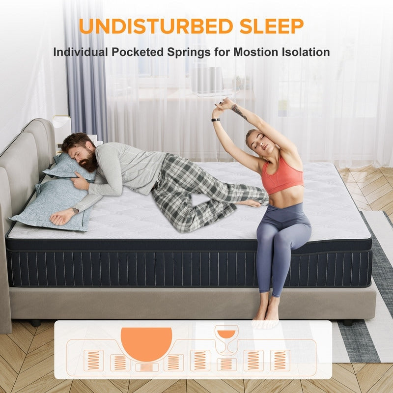 Matelas à ressorts ensachés SweDrea de 30 cm (12 po) à fermeté moyenne, conçu pour soulager les douleurs dorsales et procurer une sensation de fraîcheur. Certifié CertiPUR-US, SGS et OEKO-TEX.