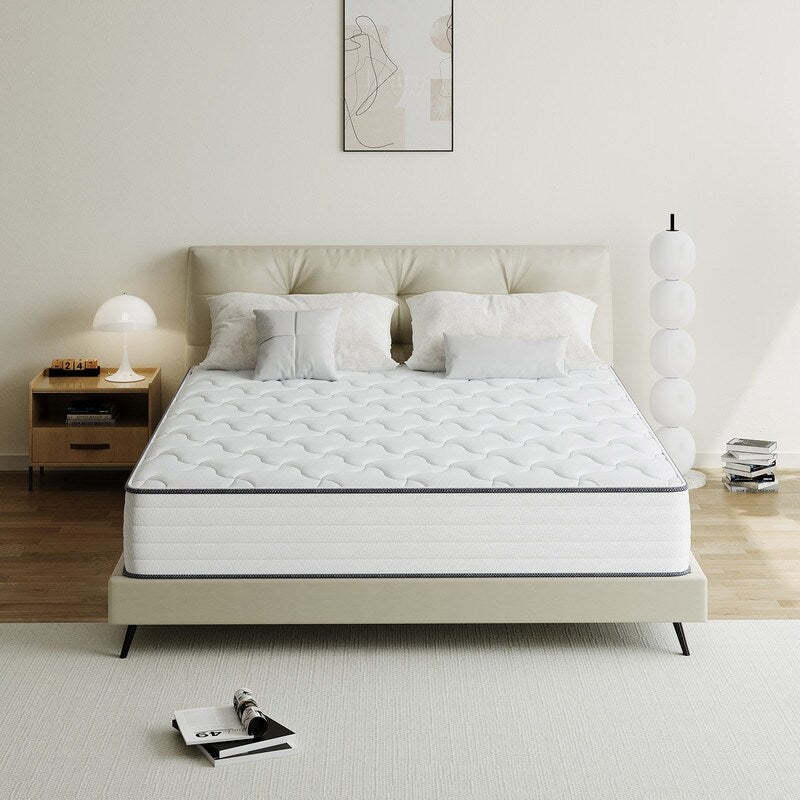 Matelas hybride SweDrea 8/12 en mousse à mémoire de forme mi-ferme infusée de gel, rafraîchissant et respirant, certifié CertiPUR-US, SGS et OEKO-TEX®.